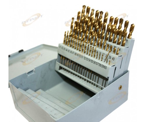 60 Pc Titanium Nitride Coated Numbered Drill Bit Set #1 ~ #60 (0.228"-0.04)